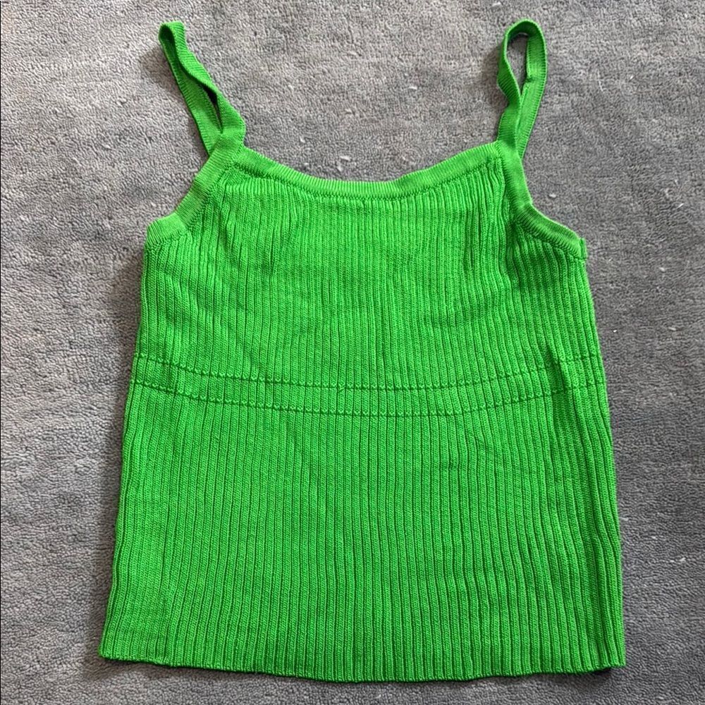 Green Ribbed Knit Tank Top - GREYLIN - Size Small - Cropped Tank - Small - NWOT